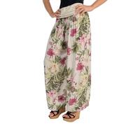 Malito 8939 Pantalon Aladdin pour femme avec motif floral, pantalon sarouel pour la danse, pantalon bouffant pour se détendre, pantalon de loisirs, beige, 36 FR/44 FR