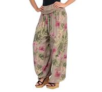 Malito 8939 - Pantalon sarouel pour femme, avec imprimé floral, pour danser, pour se détendre, pour les loisirs, pantalons, marron, 34/42