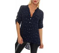 Malito Blouse avec Animal-Print Safari 3/4 Tunique Haut Loose Oversize 6702 Femme Taille Unique (Bleu foncé)