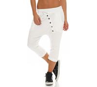 Malito Court Boyfriend Pantalon avec Bouton Bar 8015 Femme Taille Unique (Blanc)