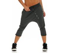 Malito Court Boyfriend Pantalon avec Bouton Bar 8015 Femme Taille Unique (Gris foncé)