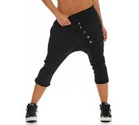 Malito Court Boyfriend Pantalon avec Bouton Bar 8015 Femme Taille Unique (Noir)