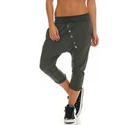 Malito Court Boyfriend Pantalon avec Bouton Bar 8015 Femme Taille Unique (Olive)