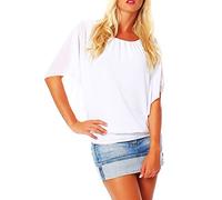 Malito élégant Blouse Tunique Haut Loose Oversize 6296 Femme Taille Unique (Blanc)