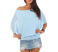 Malito élégant Blouse Tunique Haut Loose Oversize 6296 Femme Taille Unique (Bleu Clair)