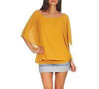 Malito élégant Blouse Tunique Haut Loose Oversize 6296 Femme Taille Unique (Jaune foncé)