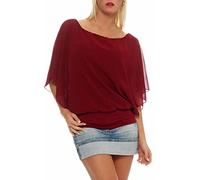 Malito élégant Blouse Tunique Haut Loose Oversize 6296 Femme Taille Unique (Rouge Bordeaux)