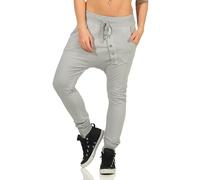 Malito Femme Boyfriend Pantalon Bouton Classic Baggy Harem Aladin Yoga 8023 (Gris Clair)