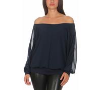 Malito Femme Chic Blouse Longsleeve Bat-Look Tunique 6291 (Bleu foncé)