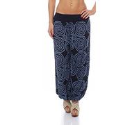 Malito Femme Culotte Bouffante avec Spirale Design Harem Pantalon Pantalon Aladin Yoga 1718 (Bleu foncé)