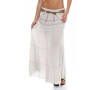 Malito Femme Jupe avec Ceinture été Stretch Maxi A-Ligne 1116 (Beige)