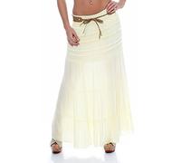 Malito Femme Jupe avec Ceinture été Stretch Maxi A-Ligne 1116 (Jaune)