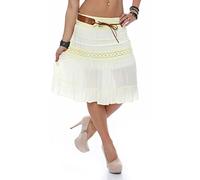 Malito Femme Jupe avec Ceinture Stretch Mini Midi A-Ligne 8220 (Jaune)