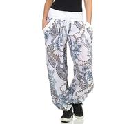 Malito Femme Pantalon Motifs Harems Bloomers Baggy 3485 (Blanc)