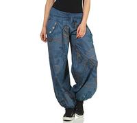 Malito Femme Pantalon Motifs Harems Bloomers Baggy 3485 (Bleu de Jean)