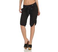 Malito Femmes Lin Court Pantalon Loisirs Chino Basic Couleurs 8186 (Noir, S)