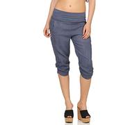 Malito Femmes Lin Pantalons Loisirs Basic Couleurs Pantalons de Plage 7988 (S, Bleu de Jean)