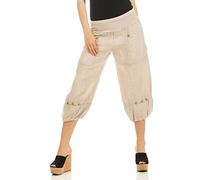 Malito Femmes Lin Pantalons Loisirs Bloomers Pantalons Basic Couleurs 1575 (Beige, S)