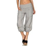 Malito Femmes Lin Pantalons Loisirs Bloomers Pantalons Basic Couleurs 1575 (M, Gris Clair)