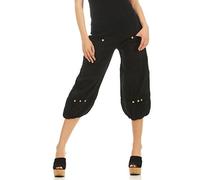 Malito Femmes Lin Pantalons Loisirs Bloomers Pantalons Basic Couleurs 1575 (Noir, M)
