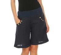 Malito Femmes Lin Shorts Pantalon Casual Bermuda Uni Couleurs 8024 (Bleu foncé, M)