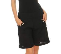 Malito Femmes Lin Shorts Pantalon Casual Bermuda Uni Couleurs 8024 (Noir, L)