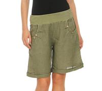 Malito Femmes Lin Shorts Pantalon Casual Bermuda Uni Couleurs 8024 (Olive, XL)