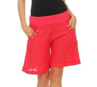 Malito Femmes Lin Shorts Pantalon Casual Bermuda Uni Couleurs 8024 (Rose Fuchsia, S)