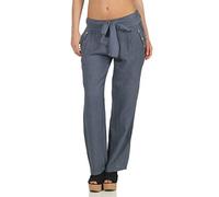 Malito Femmes Pantalon Lin Pantalons en Toile Loisir Plain Couleurs 8174 (Bleu de Jean, M)