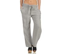 Malito Femmes Pantalon Lin Pantalons en Toile Loisir Plain Couleurs 8174 (Gris Clair, XXL)