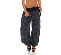 Malito Harem Pantalon en Style Boyfriend avec Orient Print Aladin Yoga 3488 Femme Taille Unique (Noir)