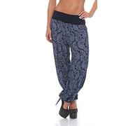 Malito Harem Pantalon en Style Boyfriend avec Orient Print Aladin Yoga 8580 Femme Taille Unique (Bleu foncé)