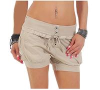 Malito Hotpant Design Classique Pantalon été Short 6086 Femme (L, Beige)