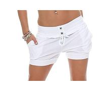 Malito Hotpant Design Classique Pantalon été Short 6086 Femme (XL, Blanc)