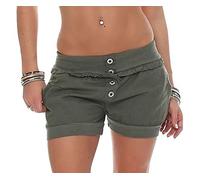 Malito Hotpant Design Classique Pantalon été Short 6086 Femme (XXL, Olive)