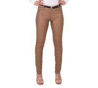 Malito - Pantalon chino pour femme - Pantalon chic élastique avec aspect cuir - Pantalon stretch élégant et festif pour femme 1031 (S-XXL), marron clair, M