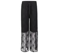 Malito - Pantalon en dentelle pour femme - Pantalon de plage d'été doux et fluide - Pantalon long et élégant - Féminin festif - Taille unique 20635 (XXL-5XL), Noir , 44-50