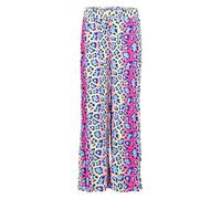 Malito - Pantalon plissé pour femme - Pantalon ample et fluide en mousseline de soie - Pantalon d'été long - Pantalon Marlène tendance 883, Bleu léopard L/XL, L-XL