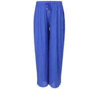Malito - Pantalon plissé pour femme - Pantalon fluide et doux en mousseline - Long pantalon d'été - Pantalon marlène tendance 883, bleu, L-XL