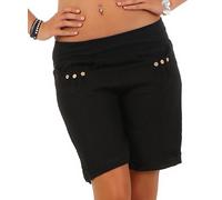 Malito Shorts de Toile de Lin avec élastique Ceinture de Pantalon 6822 Femme (XL, Noir)