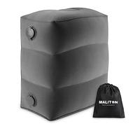 Maliton Oreiller repose-pieds de voyage gonflable pour enfants, Hauteur réglable, pour avions, voitures, voyages, bureau, essentiels de voyage en avion pour tout-petits (gris foncé, 1 pièce)