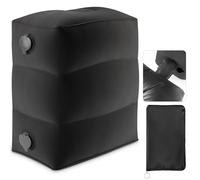 Maliton Repose-pied gonflable, Coussin de voyage réglable pour avion/voiture, Avec poche pratique - Bureau, Essentiels voyage (Noir, 1 Pièce)