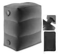 Maliton Repose-pied gonflable, Coussin de voyage réglable pour avion/voiture, Avec poche pratique - Bureau, Essentiels voyage(Gris Foncé, 1 Pièce)