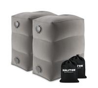 Maliton Repose-pieds de voyage gonflables, coussin de voyage à hauteur réglable pour avions, voitures, voyages, bureau, essentiels de voyage en avion pour tout-petits (gris, 2 pièces)