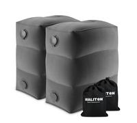 Maliton Repose-pieds gonflable pour enfants, coussin de voyage à hauteur réglable pour avions, voitures, voyages, bureau, essentiels de voyage en avion pour tout-petits (gris foncé, 2 pièce)