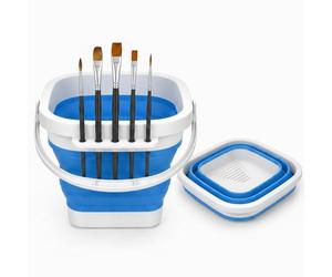 maljixm Nettoyeur de Pinceau Aquarelle，Pliable multifonctionnel Silicone Porte-Pinceaux, Convient aux Cours D'arts Plastiques et aux Séances de Dessin en Plein Air, Bleu, 1 Pièces