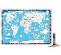 Malkarte Welt Poster Mit 12 Hochwertigen Buntstiften In Dekorativer Buntstiftdose