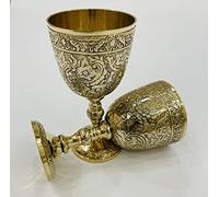 Malla Inc. Lot de 2 verres à vin vintage en laiton fait main Motif calice royal 15,2 cm