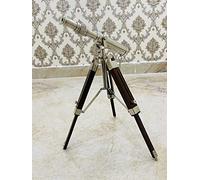 Malla Inc. Nautical Télescope en laiton avec trépied en bois Finition chromée 25,4 cm