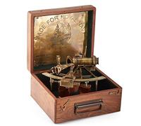 Malla Inc. Sextant nautique de 20 cm en laiton antique maritime | Sextant de capitaine de marine avec boîte en bois | Cadeau nautique